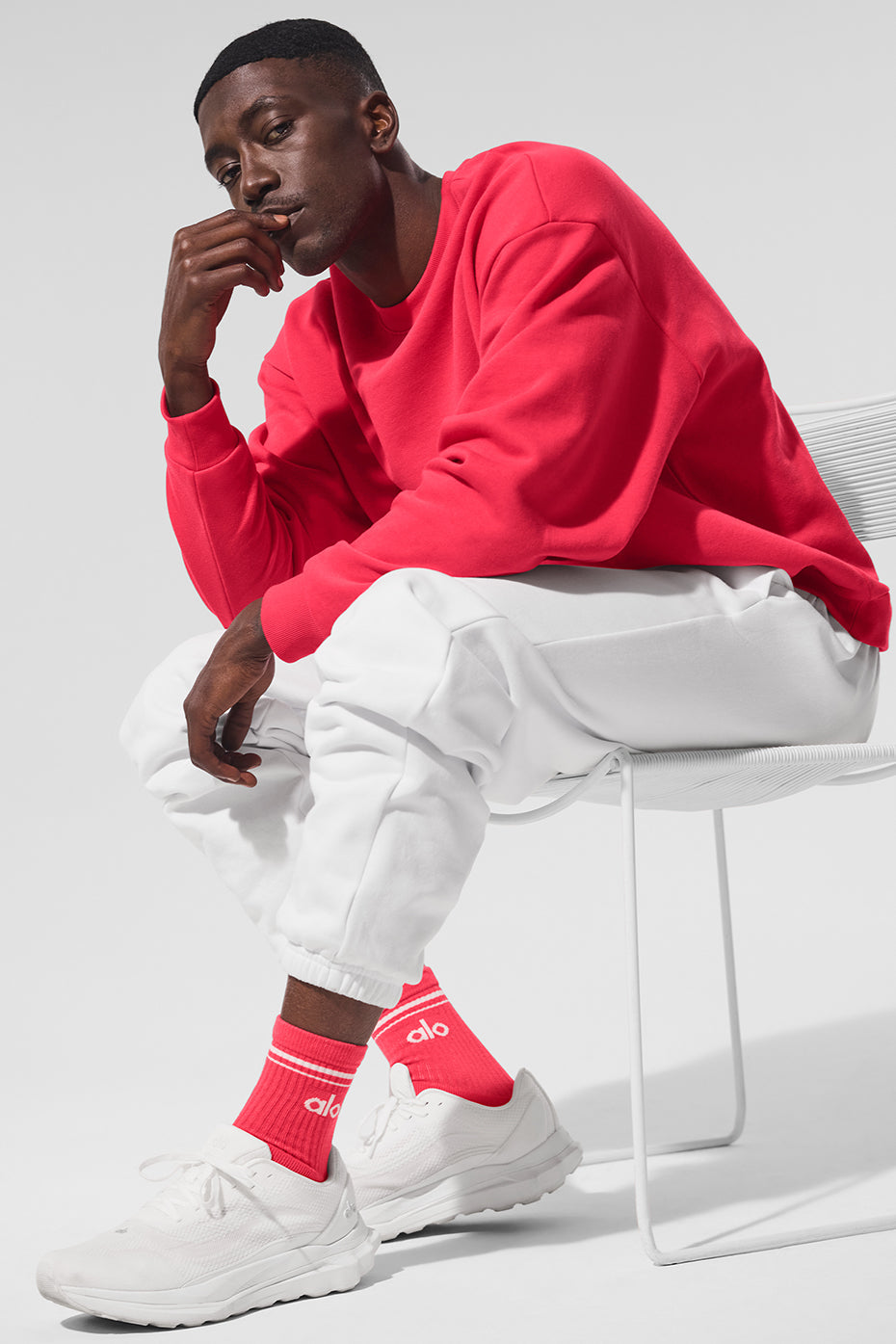 Unisex Half — Crew Throwback Sock — Candy Red/White