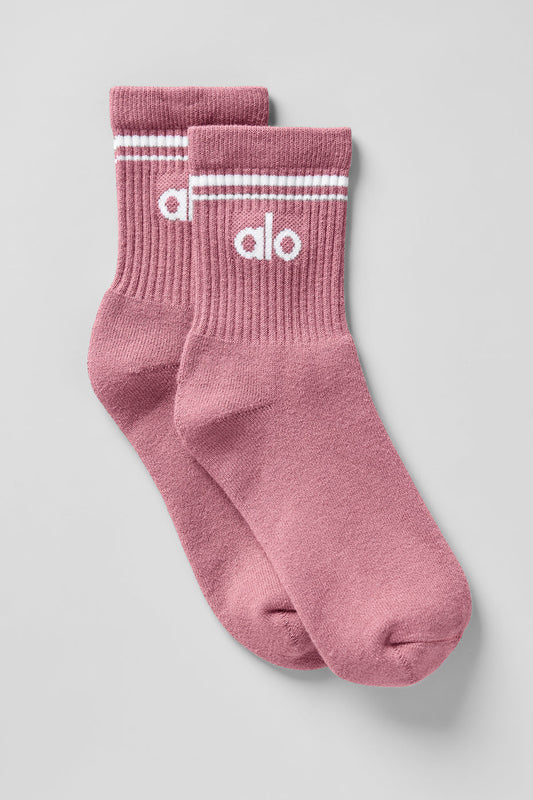 Unisex Half — Crew Throwback Sock — Pink Wild Rose/White