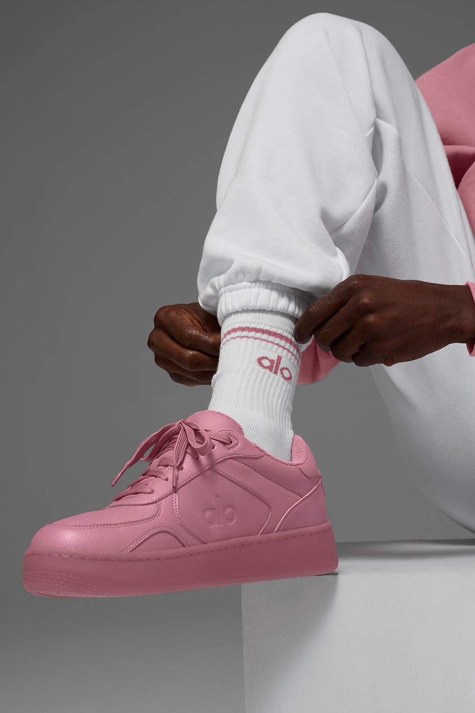 Unisex Half — Crew Throwback Sock — White/Pink Wild Rose