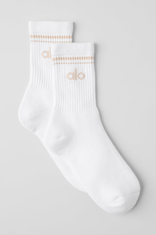 Unisex Half — Crew Throwback Sock — White/Macadamia