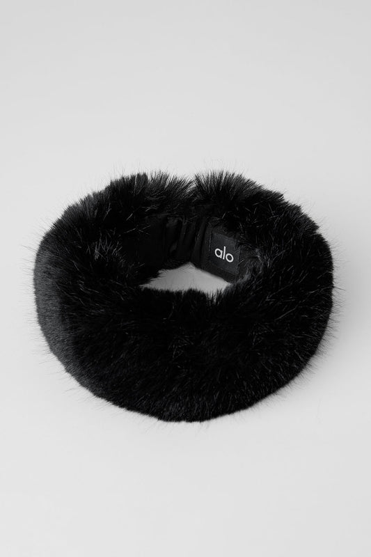 Faux Fur Wintersun Headband — Black