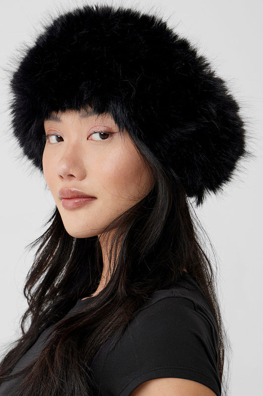 Faux Fur Wintersun Headband — Black