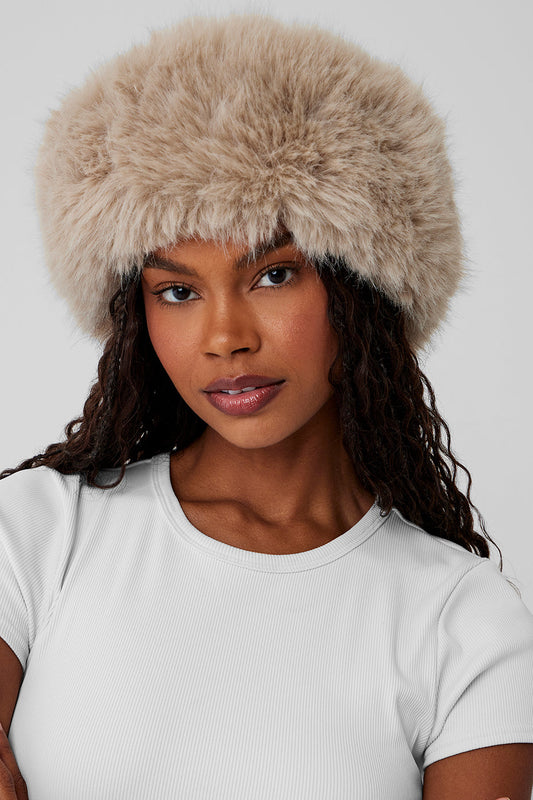 Faux Fur Wintersun Headband — Oat