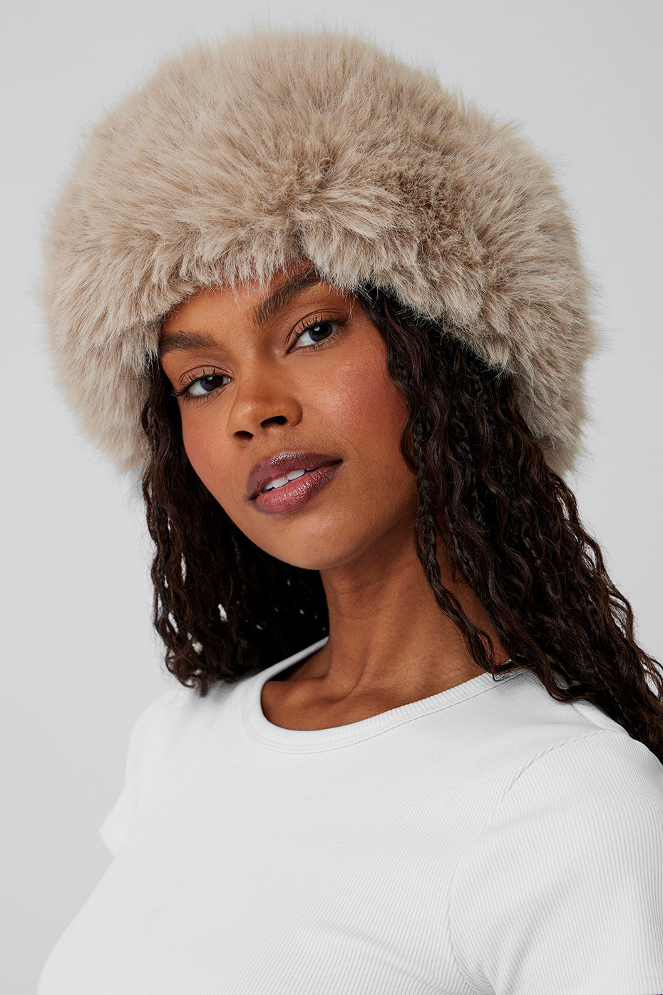 Faux Fur Wintersun Headband — Oat