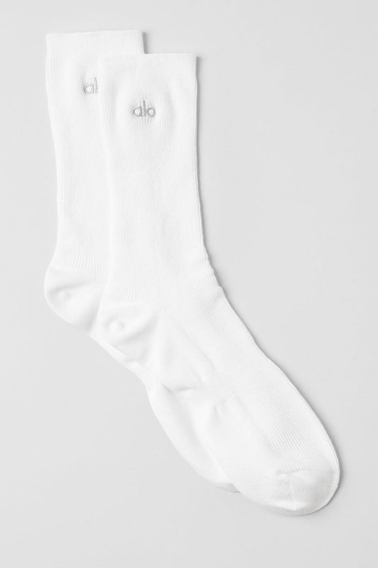 Unisex Half — Crew Understated Sock — White