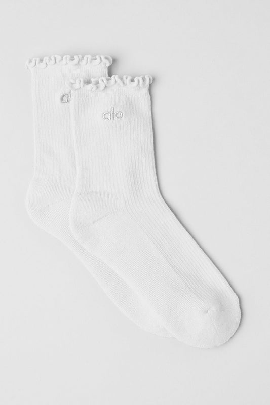 Women's Lettuce Edge Sock — White