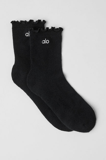 Women's Lettuce Edge Sock — Black