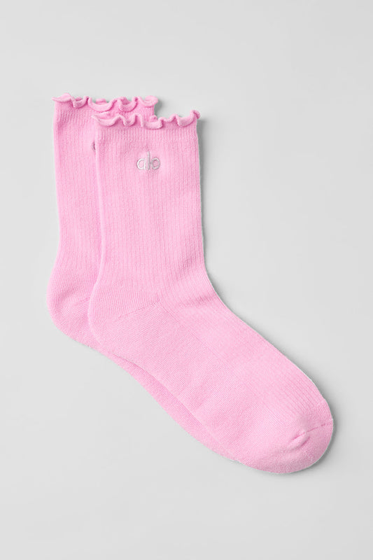 Women's Lettuce Edge Sock — Sweet Pink