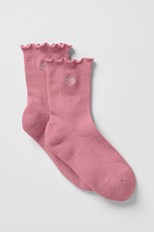 Women's Lettuce Edge Sock — Pink Wild Rose