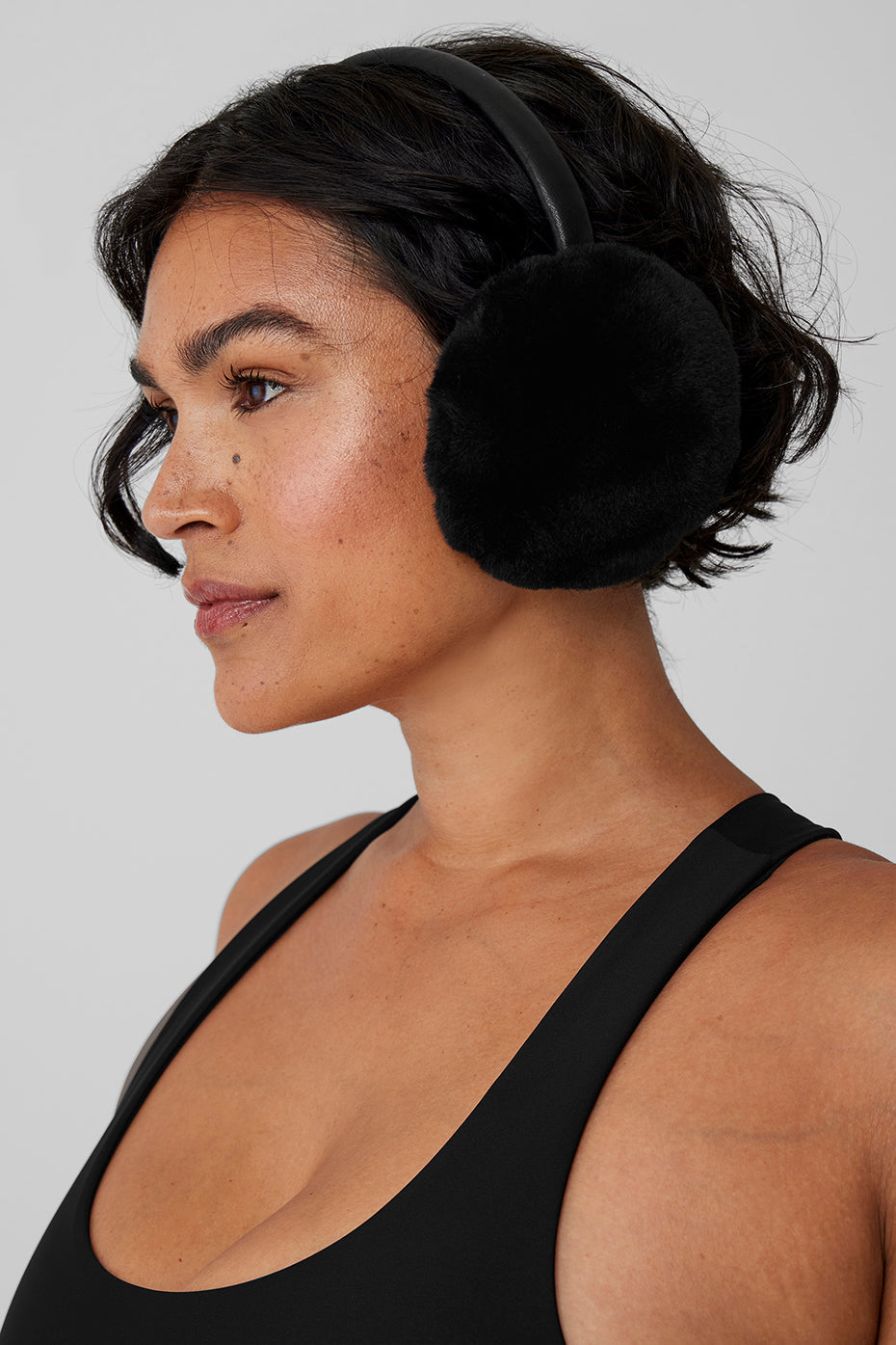 Faux Fur Ear Muff — Black