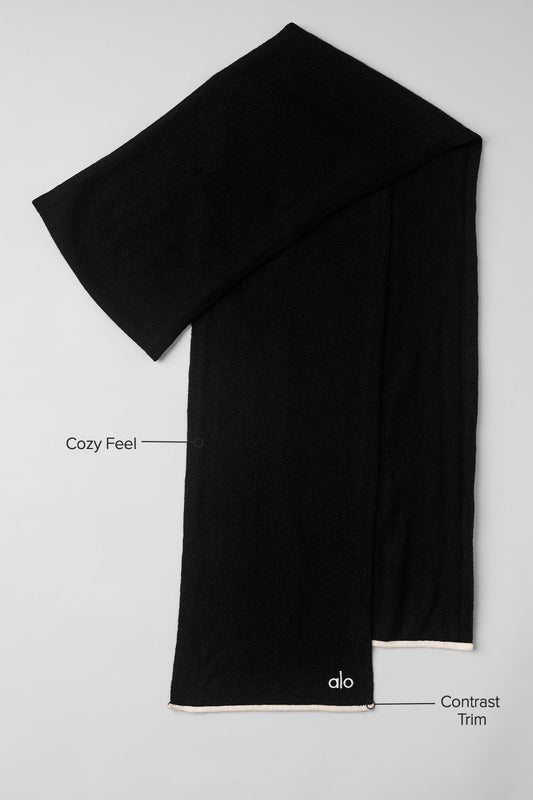 Cashmere Light Frosted Scarf — Black/Ivory