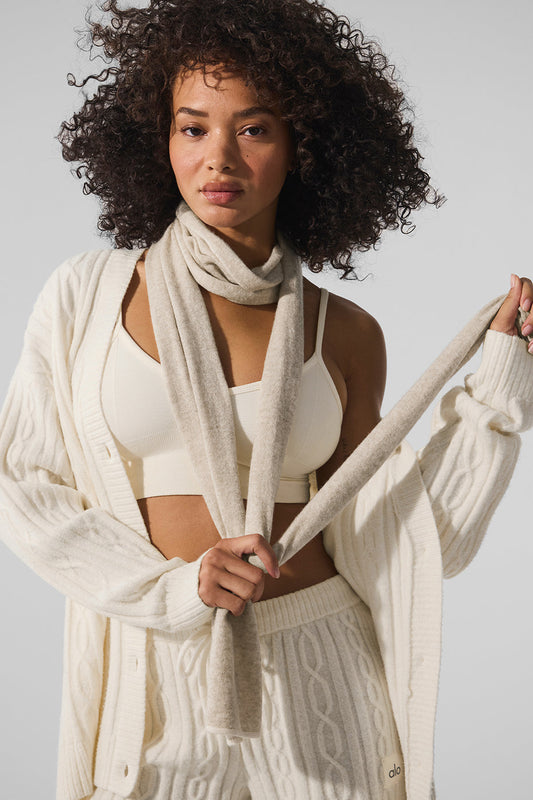 Cashmere Light Frosted Scarf — Winter Latte/Ivory