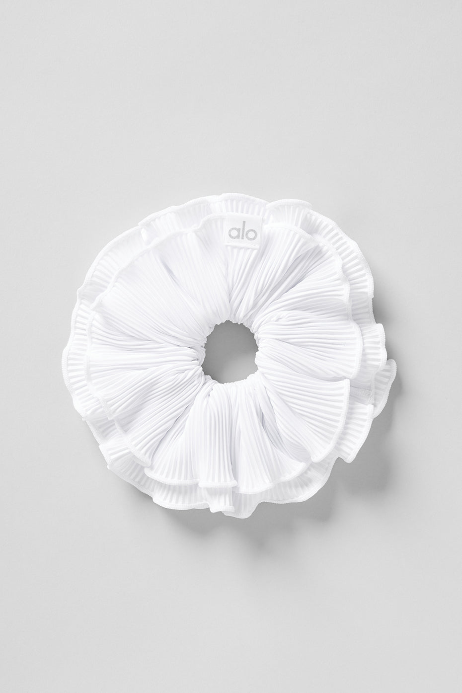 Micro Plisse Oversize Scrunchie — White