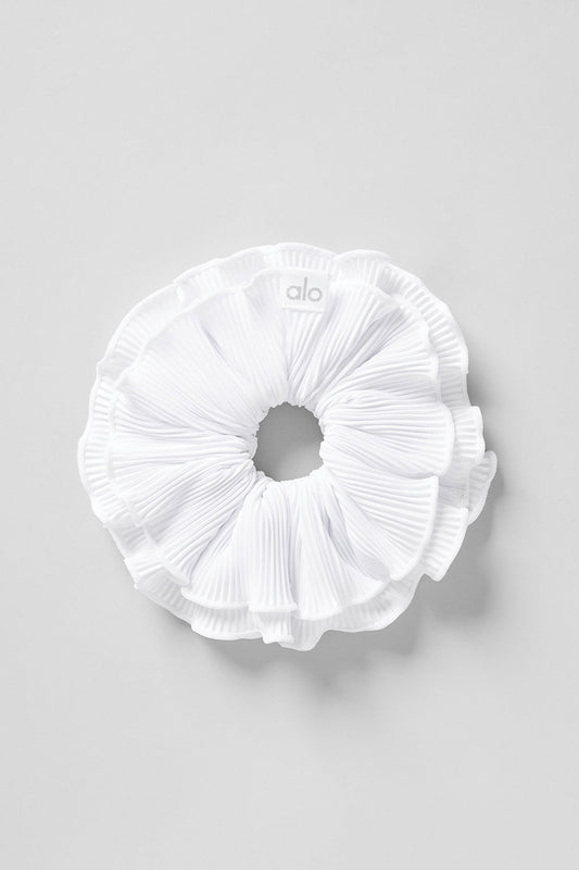Micro Plisse Oversize Scrunchie — White