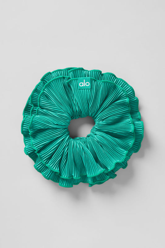 Micro Plisse Oversize Scrunchie — Spruce Green
