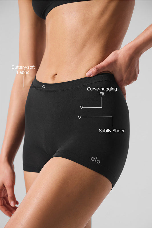 Sheer Glow Boyshort — Black