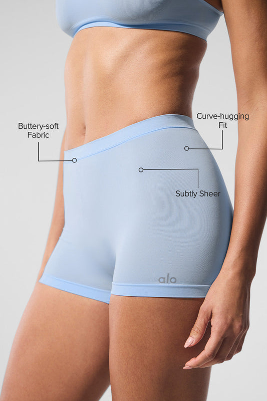 Sheer Glow Boyshort — Seashell Blue