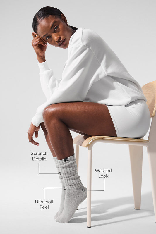 Unisex Washed Scrunch Sock — Hazy Grey Wash