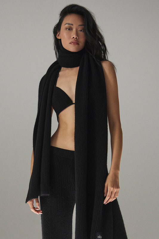 Courchevel Cashmere Scarf — Black