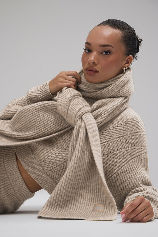 Courchevel Cashmere Scarf — Flax Heather