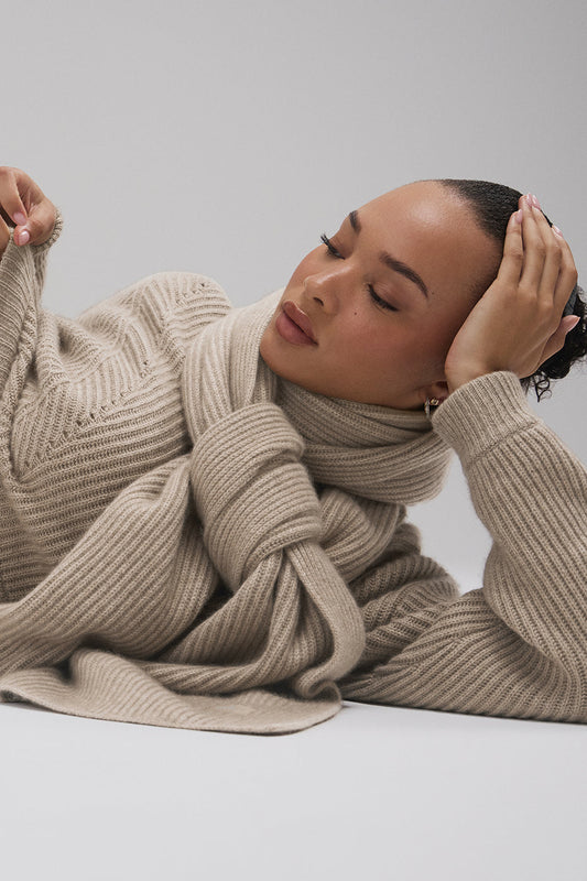 Courchevel Cashmere Scarf — Flax Heather