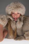Courchevel Cashmere Faux Fur Beanie — Flax Heather/Oat
