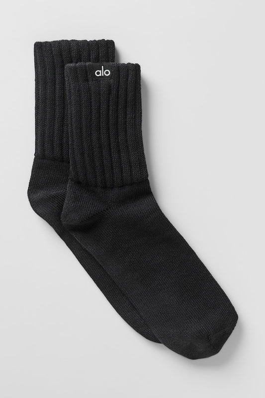 Unisex Half — Crew Scrunch Sock — Black