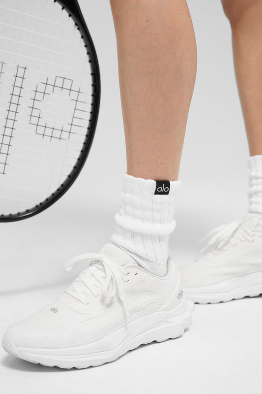 Unisex Half — Crew Scrunch Sock — White