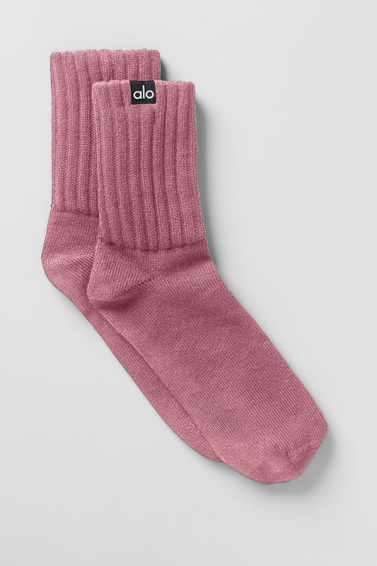 Unisex Half — Crew Scrunch Sock — Pink Wild Rose