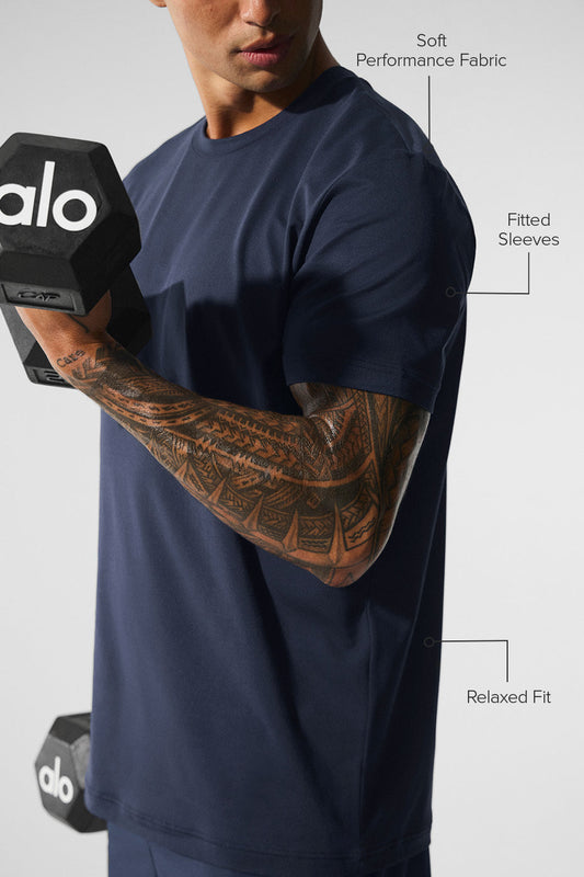Conquer Reform Crewneck Shorts‑Sleeve — Navy
