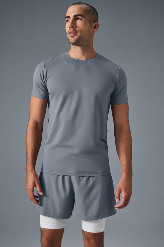 Conquer Reform Crewneck Shorts‑Sleeve — Steel Grey