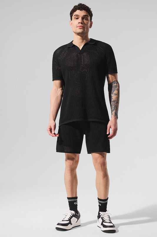 Open — Knit Polo — Black