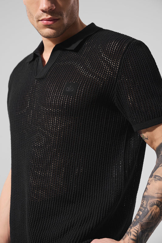 Open — Knit Polo — Black