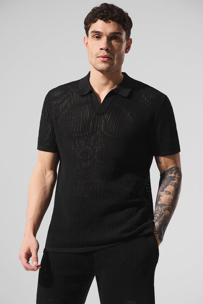 Open — Knit Polo — Black