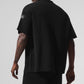Sports Club Sweater Knit Shorts‑Sleeve Button Up — Black