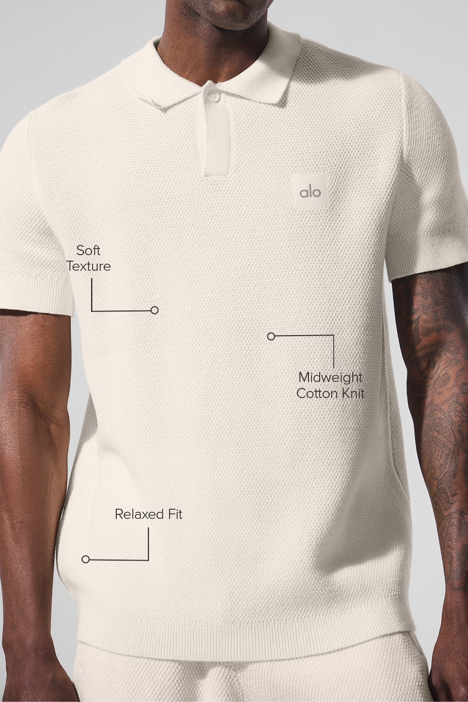 Sports Club Sweater Knit Polo — Ivory