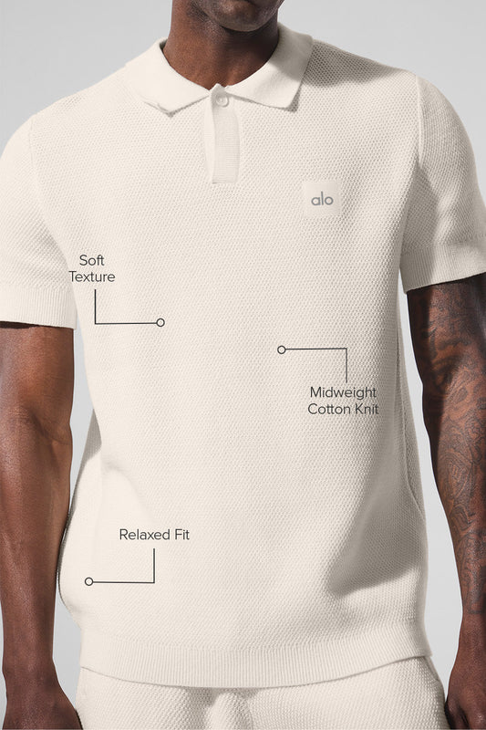 Sports Club Sweater Knit Polo — Ivory