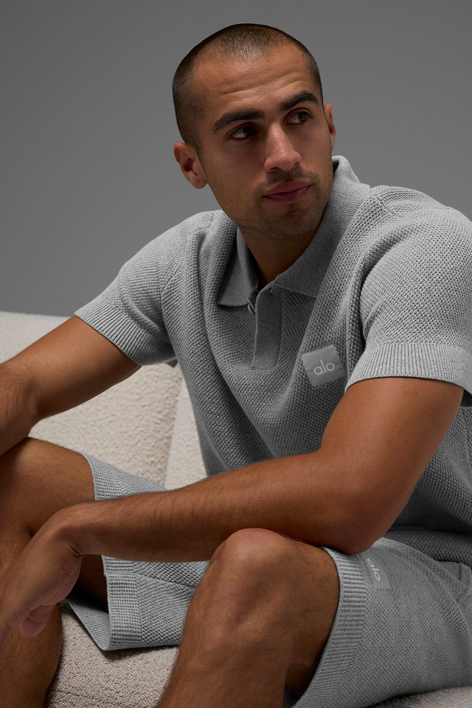 Sports Club Sweater Knit Polo — Athletic Heather Grey