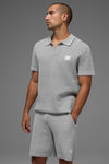 Sports Club Sweater Knit Polo — Athletic Heather Grey