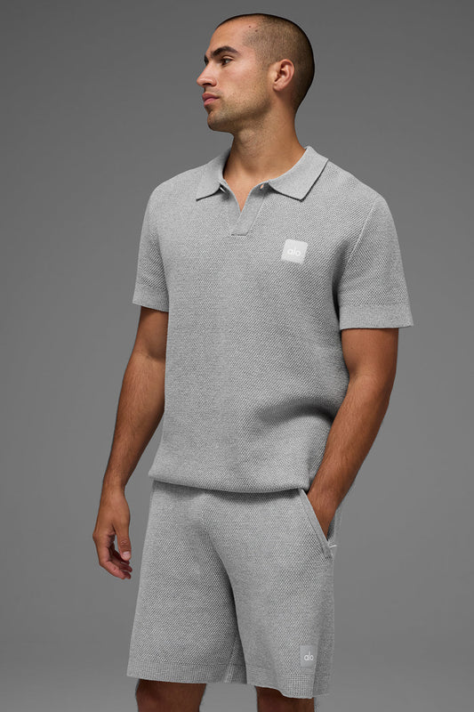 Sports Club Sweater Knit Polo — Athletic Heather Grey