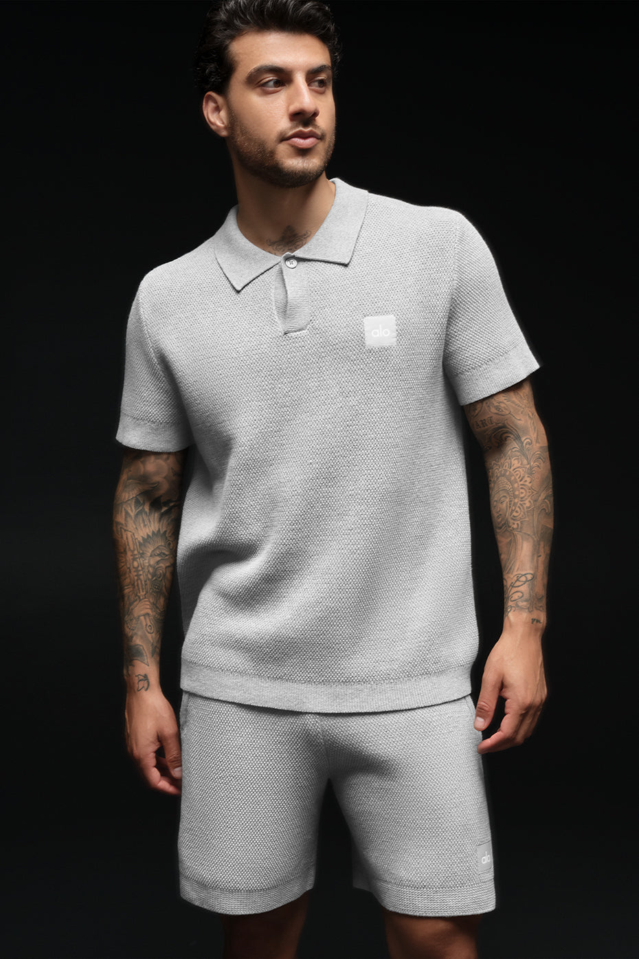 Sports Club Sweater Knit Polo — Athletic Heather Grey