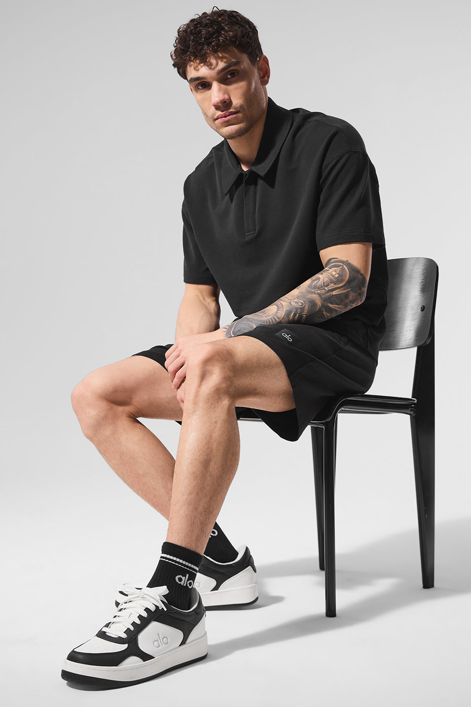 Double Take Shorts‑Sleeve Polo — Black