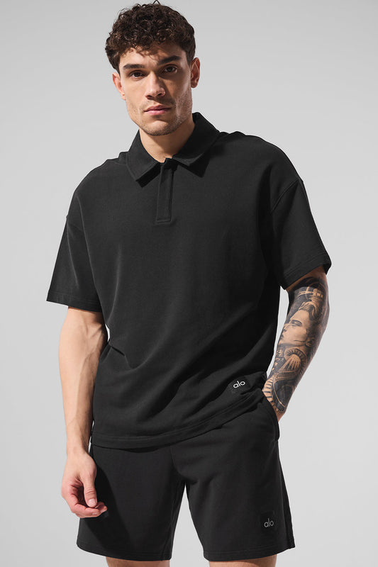 Double Take Shorts‑Sleeve Polo — Black