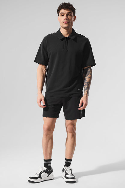Double Take Shorts‑Sleeve Polo — Black