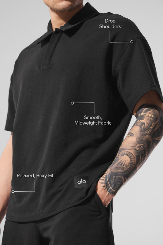 Double Take Shorts‑Sleeve Polo — Black