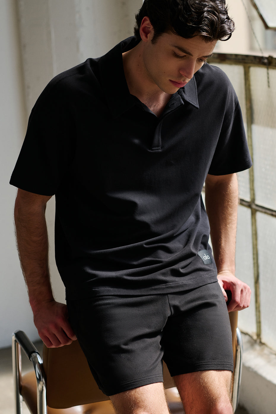 Double Take Shorts‑Sleeve Polo — Black
