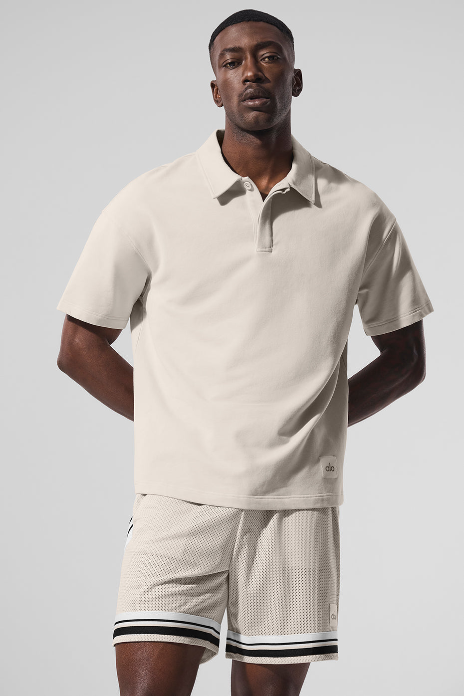 Double Take Shorts‑Sleeve Polo — Bone