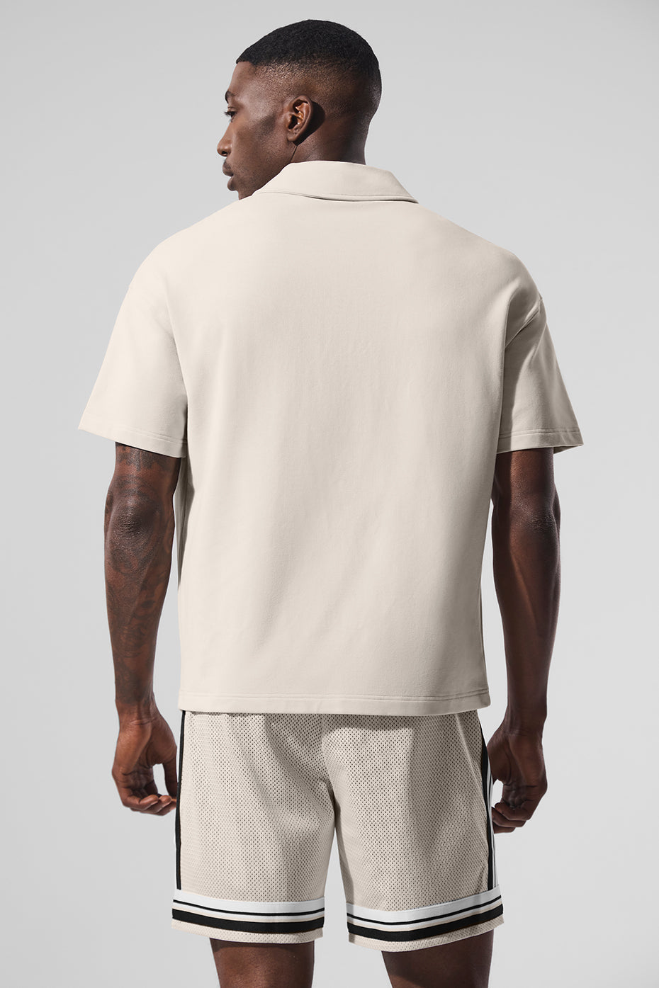 Double Take Shorts‑Sleeve Polo — Bone