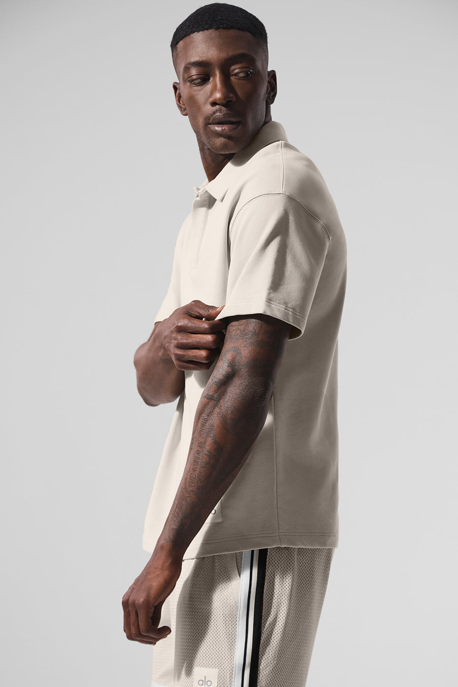 Double Take Shorts‑Sleeve Polo — Bone