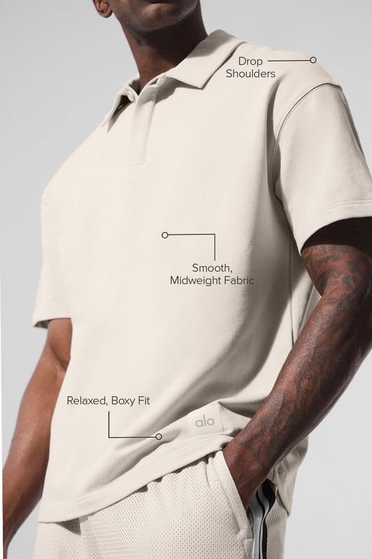 Double Take Shorts‑Sleeve Polo — Bone